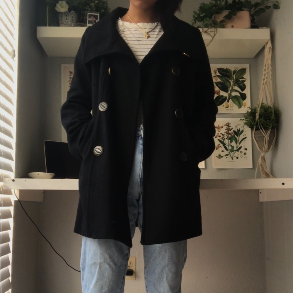 black slim cut pea coat